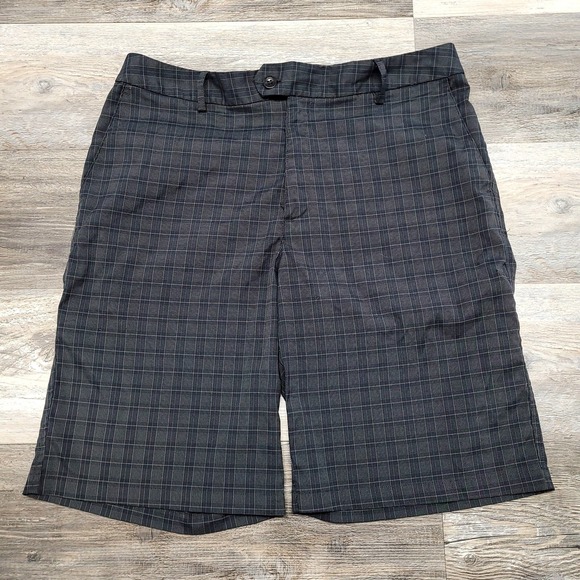 Under Armour Gray Plaid Mens 34 Contoured Back Waist Stretch Chino Golf Shorts - Picture 1 of 11